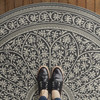 Biltmore Estate Tracery Ink Blossom - round vinyl floor cloth