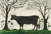 Animal Silhouette Cow facing left - vinyl floor cloth size 24x36