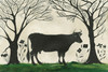 Animal Silhouette Cow facing right - vinyl floor cloth size 24x36