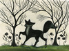 Animal Silhouette Fox facing left - vinyl floor cloth sizes 36x48, 48x60