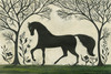Animal Silhouette Horse facing left - vinyl floor cloth size 24x36