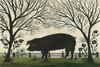 Animal Silhouette Pig facing left - vinyl floor cloth size 24x36