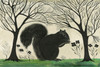 Animal Silhouette Squirrel facing right - vinyl floor cloth size 24x36