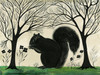 Animal Silhouette Squirrel facing left - vinyl floor cloth sizes 36x48, 48x60