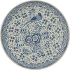 Avian Garden Delft Blue - vinyl floor cloth, all round sizes