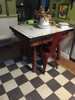 Classic Pattern 7 Checkered Past - (distressed) - vinyl floor cloth used in a kitchen 
