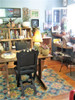 Pattern 33 Ballyhoo - vinyl floor cloth used under a table and chairs 