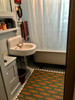 Williamsburg Wavy Lines Defoe - vinyl floor cloth used in a bathroom