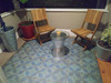 Classic Pattern 54 Blue Moon - vinyl floor cloth used in a three season porch 