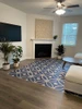Pura Vida customer use of pattern 70 dress blues vinyl flor cloth in a living room