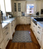 Pura Vida customer use of The Grey Monk vinyl floor cloth in a kitchen 