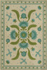 Williamsburg Applique Azure Moss - vinyl floor cloth, Image for all rectangle sizes
