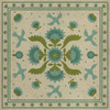 Williamsburg Applique Azure Moss - vinyl floor cloth, Image for all square sizes