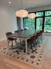 Williamsburg Applique Wild Bees Song - vinyl floor cloth used in a dining room