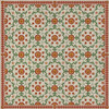 Whig Rose Contemplation - vinyl floor cloth sizes 84x84, 96x96, 120x120