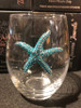 wine glass blue starfish