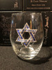 stemless wine glass with Star of David