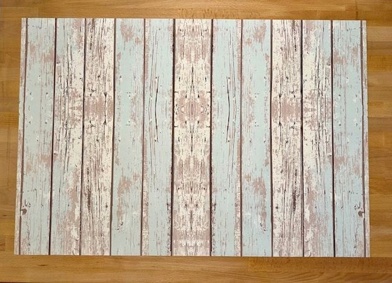 Wooden Vintage Blue vinyl floor mat 