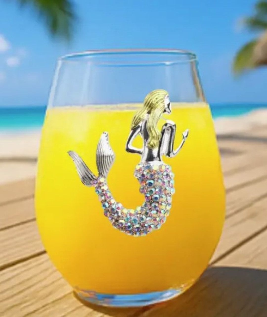 Aurora Borealis Mermaid wine glass