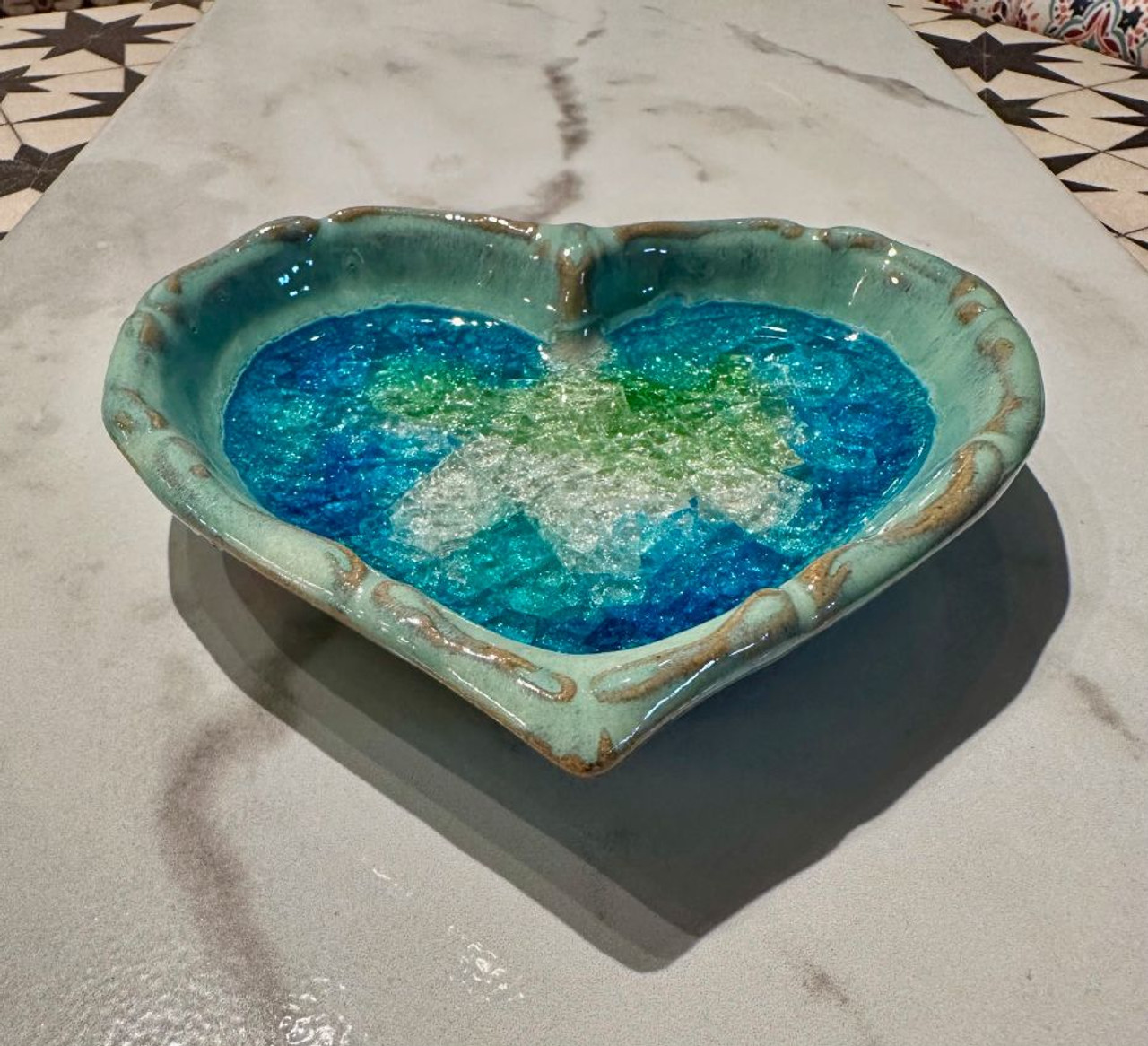 Heart Dish - seafoam