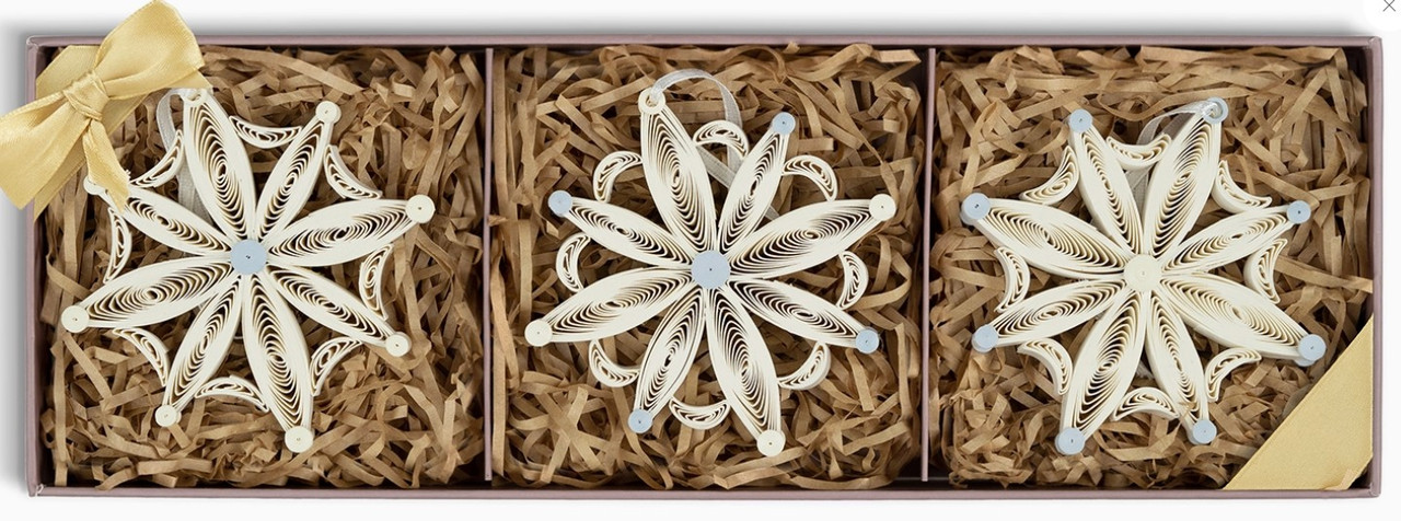 Quilled Snowflake Ornaments Box set of 3