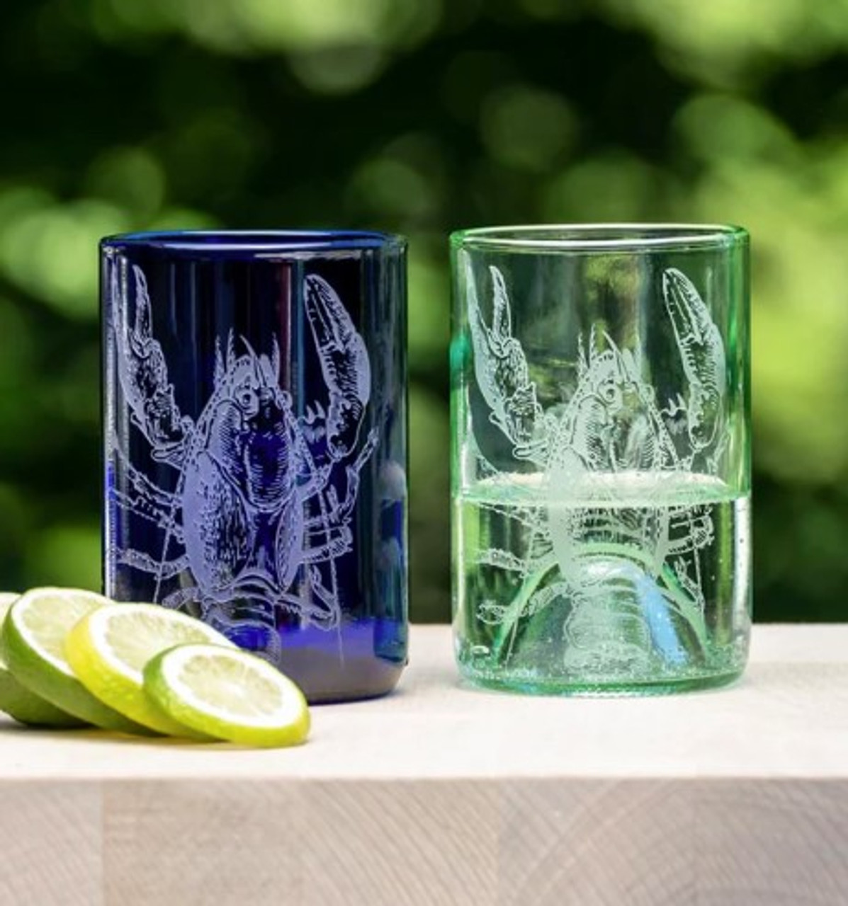 Upcycled Lola Lobster 12oz green tumbler