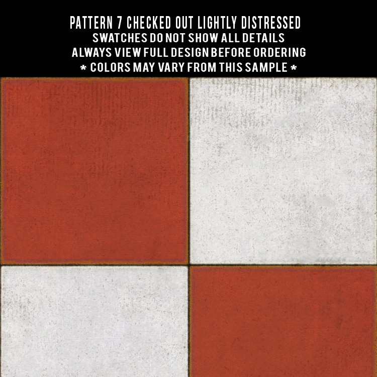 Classic Pattern 7 Checked Out (lightly distressed) - vinyl floor cloth swatch 