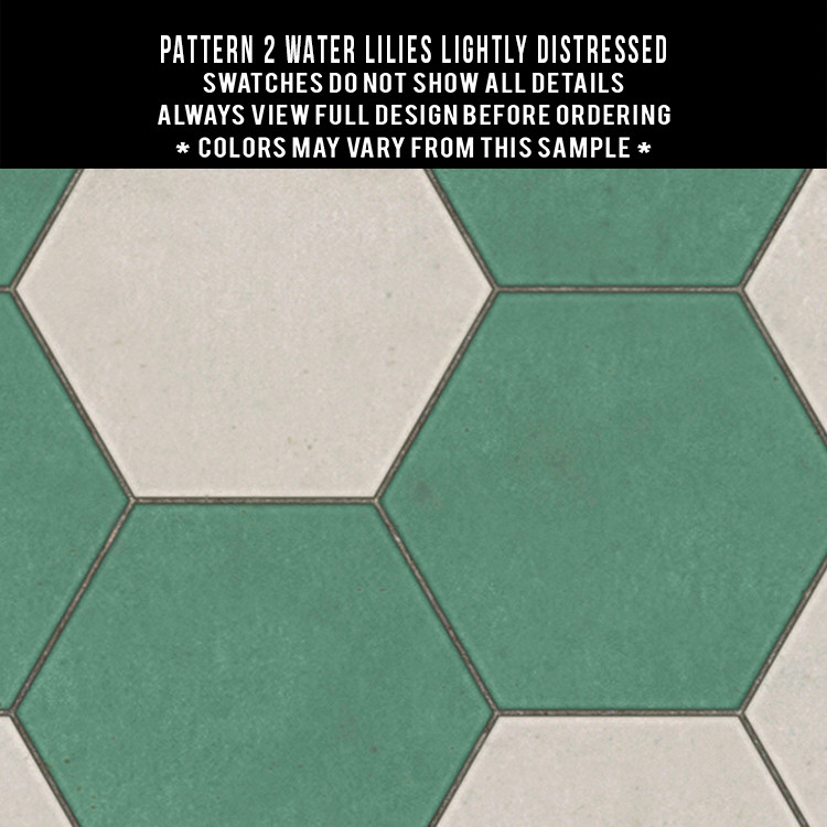 Classic Pattern 2 Water Lilies (lightly distressed) - vinyl floor cloth swatch