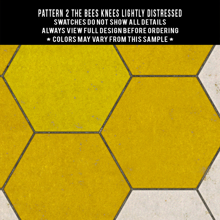 Classic Pattern 2 The Bees Knees (lightly distressed) - vinyl floor cloth swatch