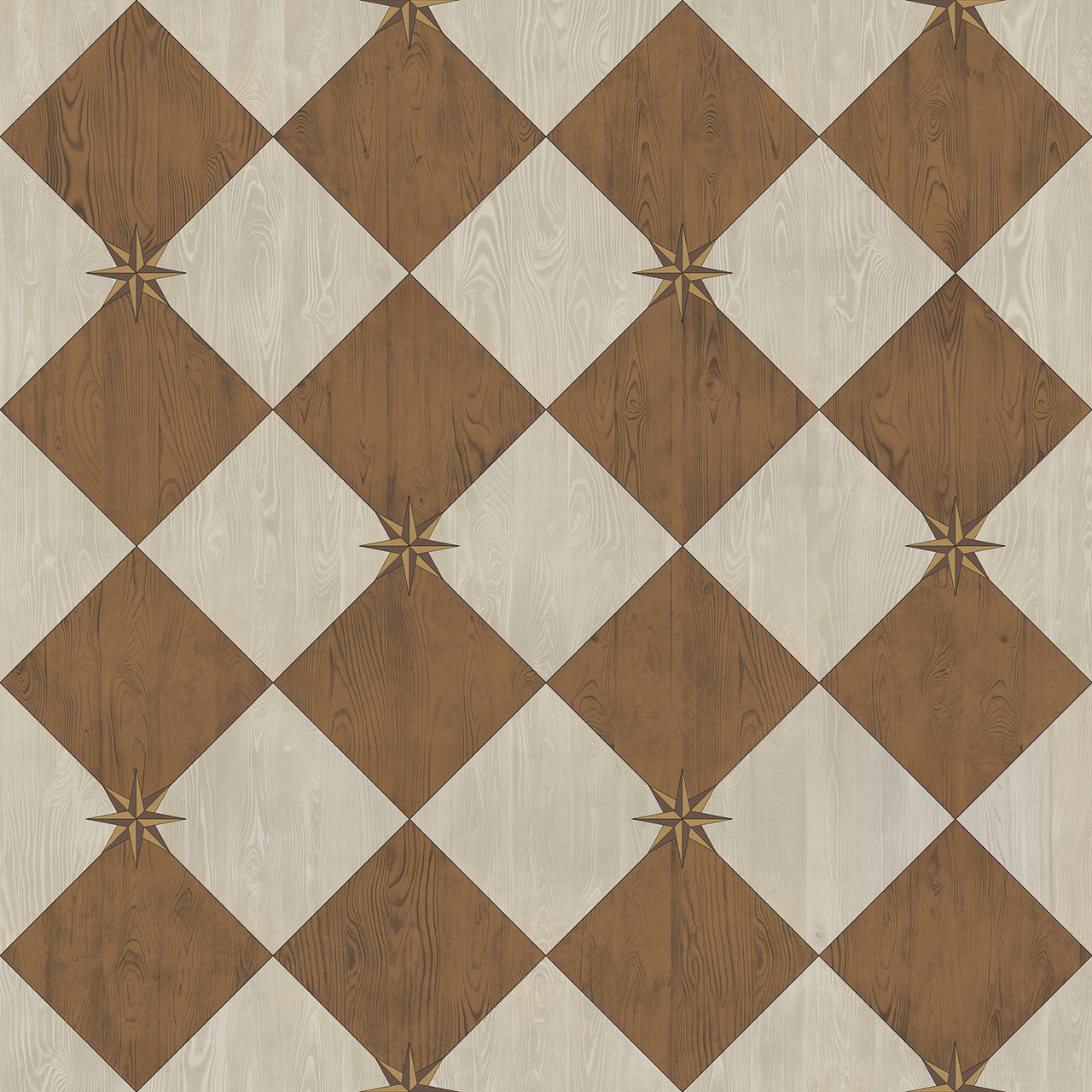 Williamsburg Compass Diamond Garden Grounds - vinyl floor cloth size 48x48