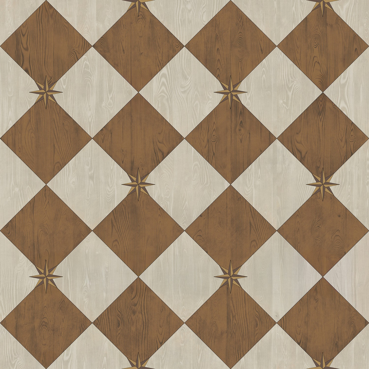 Williamsburg Compass Diamond Garden Grounds - vinyl floor cloth size 48x48