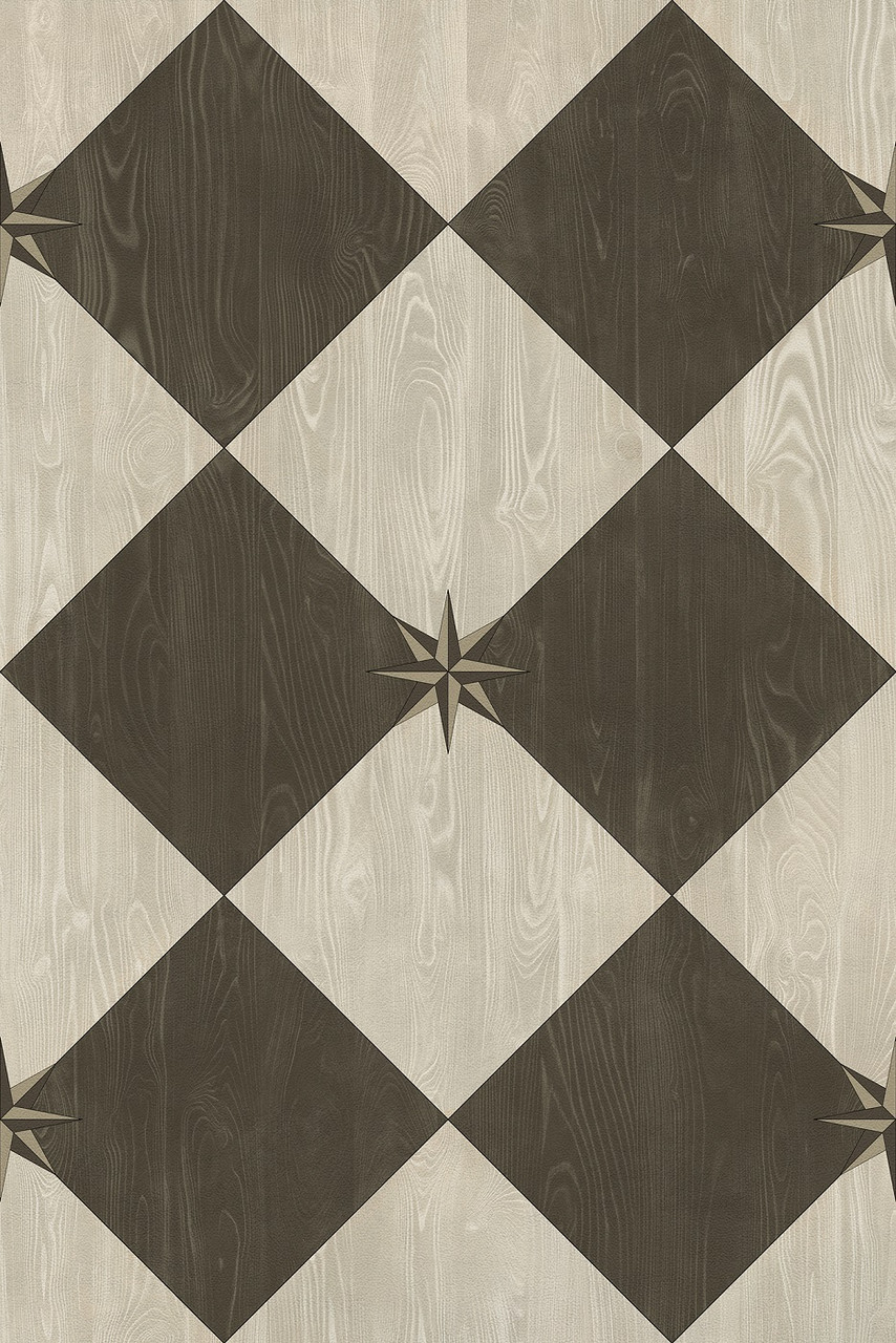 Williamsburg Compass Diamond Garden Allee - vinyl floor cloth sizes 20x30, 24x36