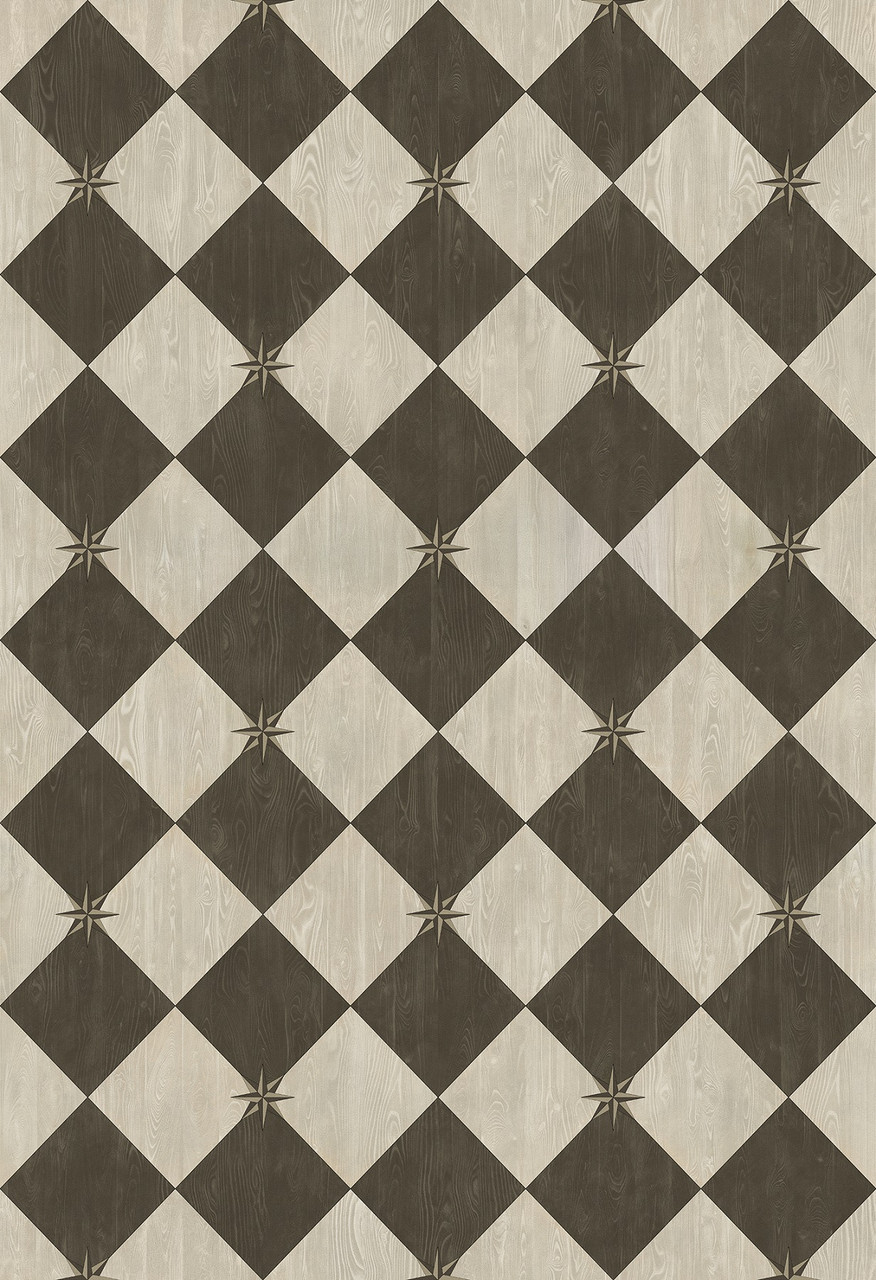 Williamsburg Compass Diamond Garden Allee - vinyl floor cloth size 52x76