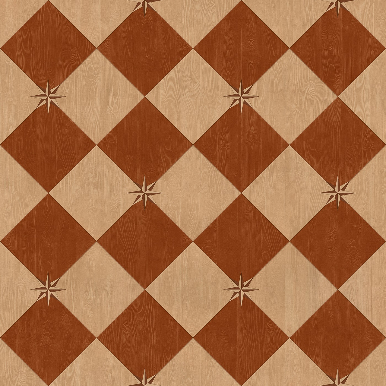 Williamsburg Compass Diamond Garden Terrace - vinyl floor cloth size 48x48