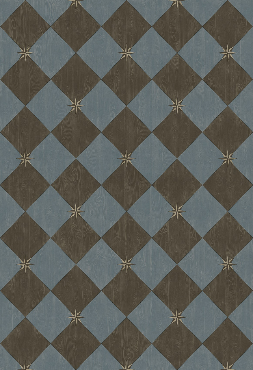 Williamsburg Compass Diamond Garden Soiree - vinyl floor cloth size 52x76