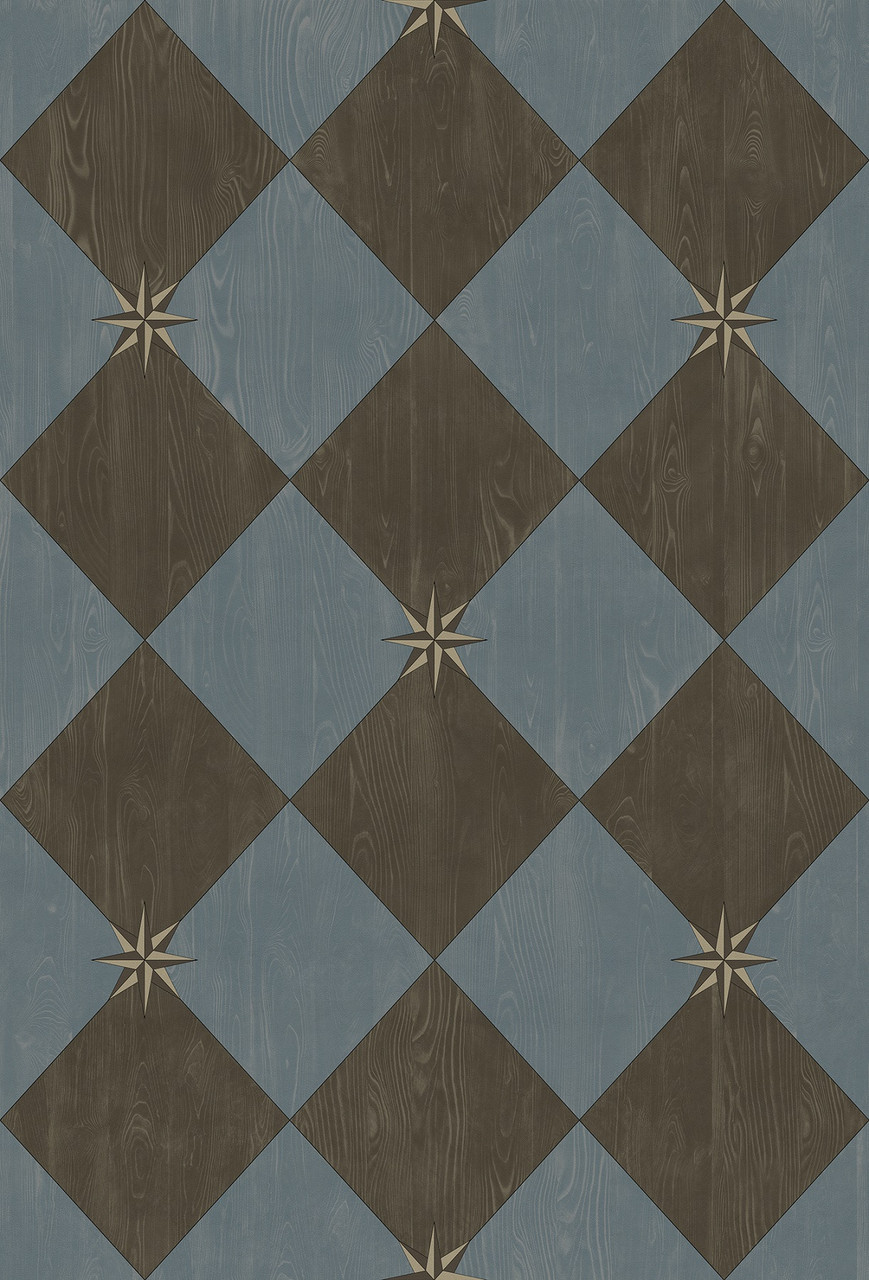 Williamsburg Compass Diamond Garden Soiree - vinyl floor cloth sizes 30x44, 38x56