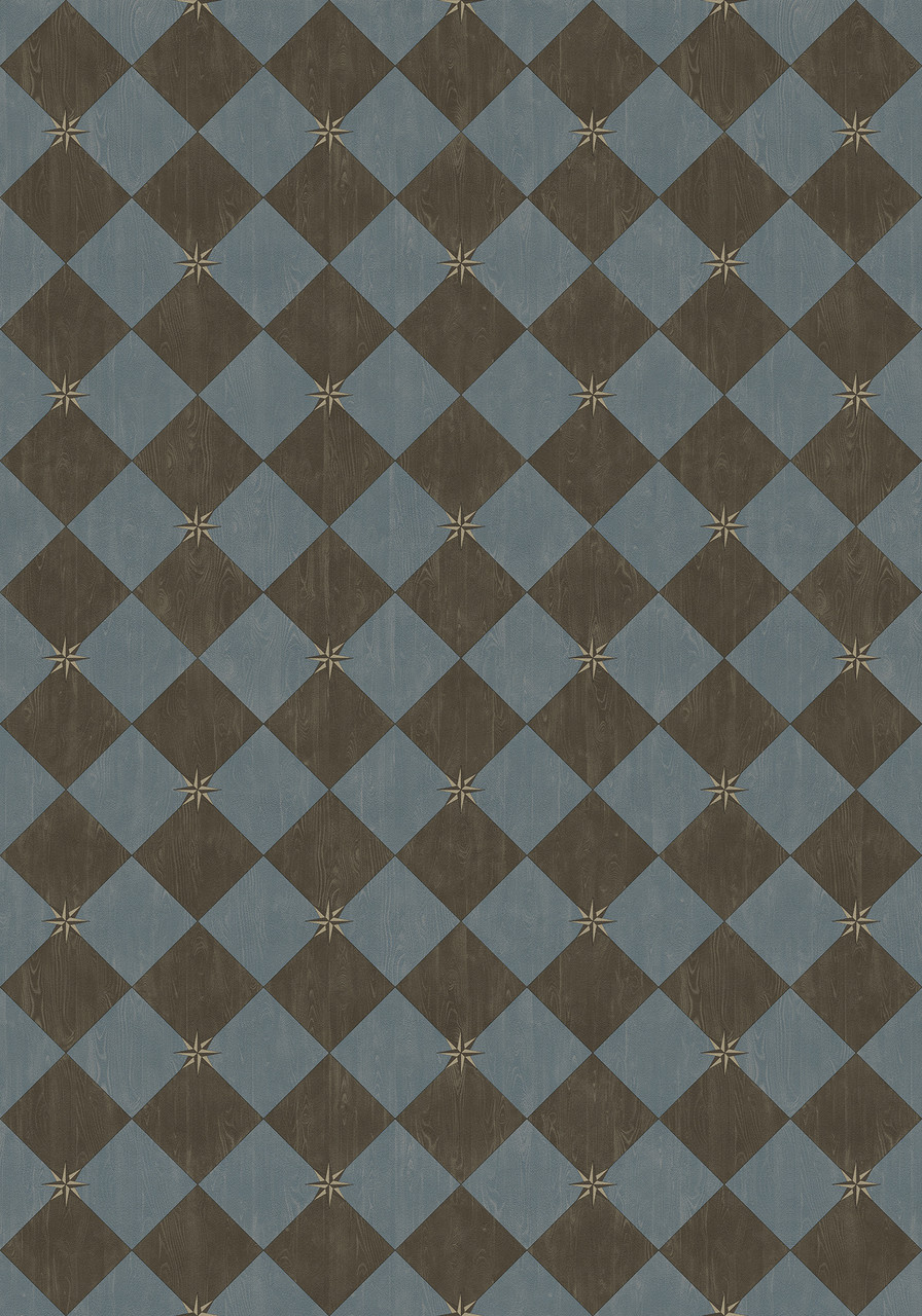 Williamsburg Compass Diamond Garden Soiree - vinyl floor cloth 84x120