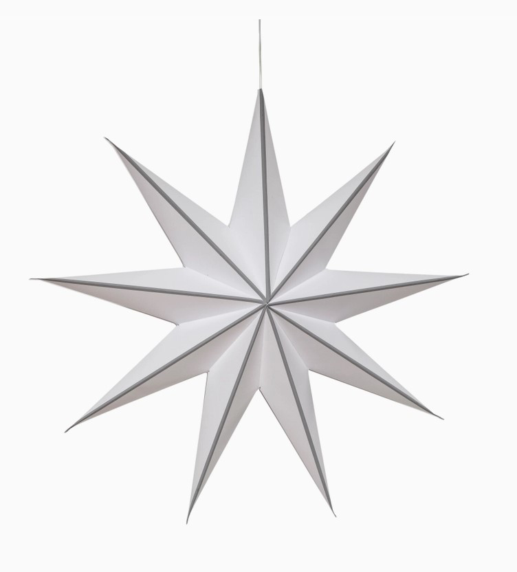 Cynosure 9 Point 18" White / Grey Paper Star Lantern Light