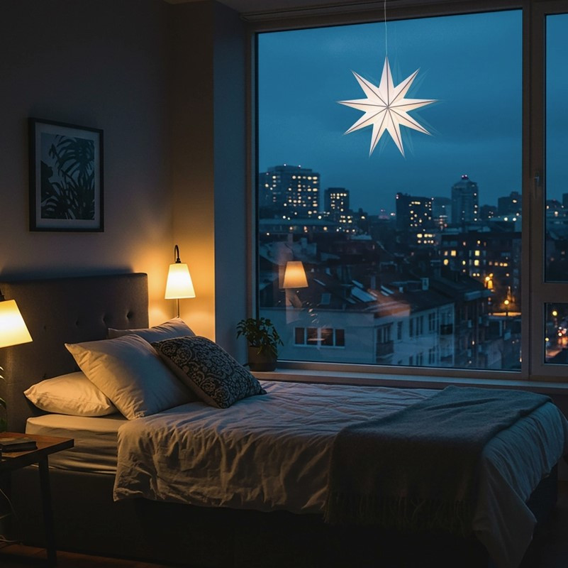 Cynosure 9 Point 18" White / Grey Paper Star Lantern Light