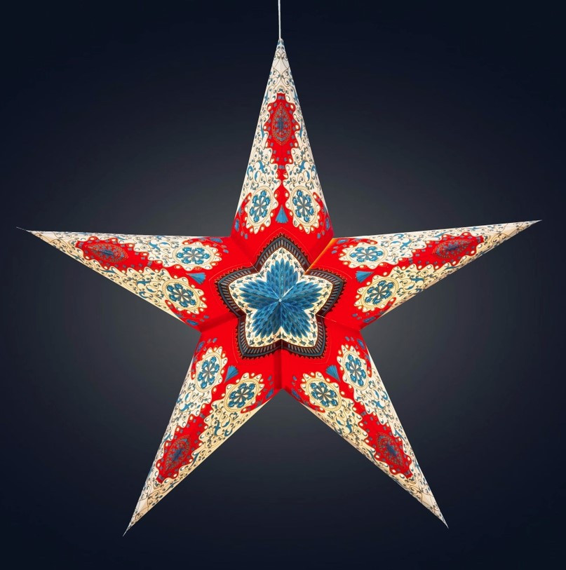 Artshatz Provence 5 Pointer 24 Inch Red Paper Star Lantern Light