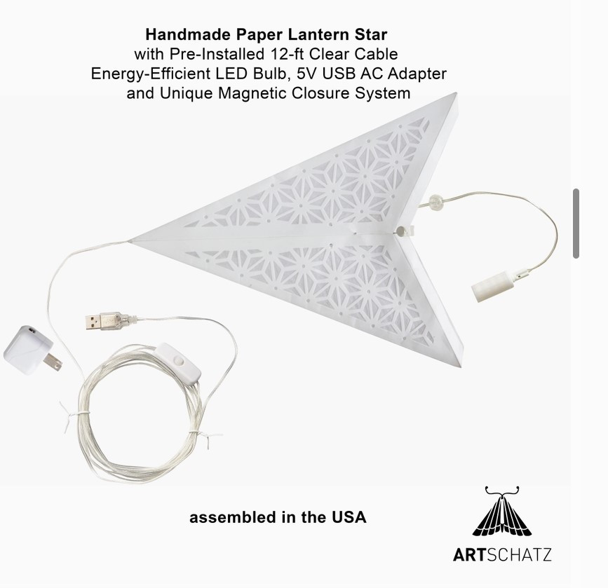 Tessella 5 Pointer 24" White Paper Star Lantern Light