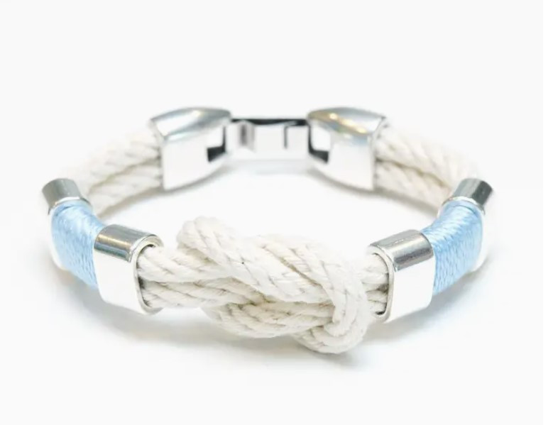 Starboard - Ivory/Light Blue/Silver - Nautical Rope Bracelet