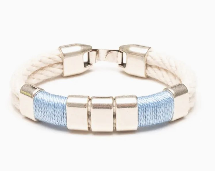 Braddock - Ivory/Light Blue/Silver - Nautical Rope Bracelet