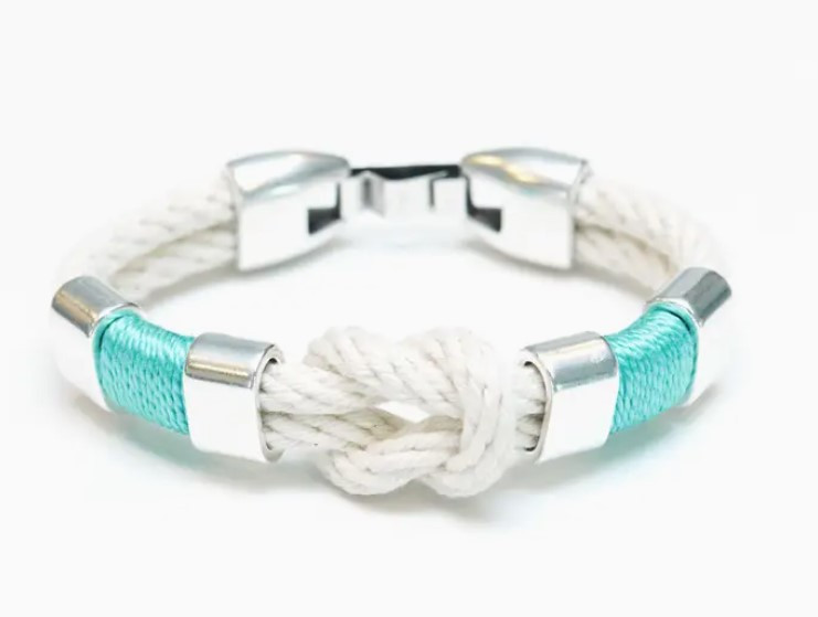 Allison Cole Waverly - Ivory/Turquoise/Silver - Nautical Rope Bracelet