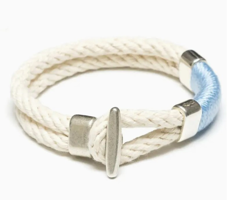 Cambridge - Ivory/Light Blue/Silver - Nautical Rope Bracelet