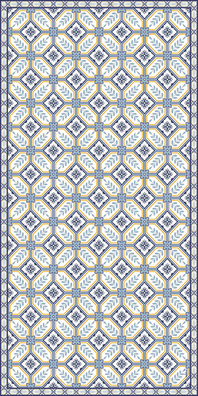 Adama cesar_a vinyl floor mat rug blue tile 