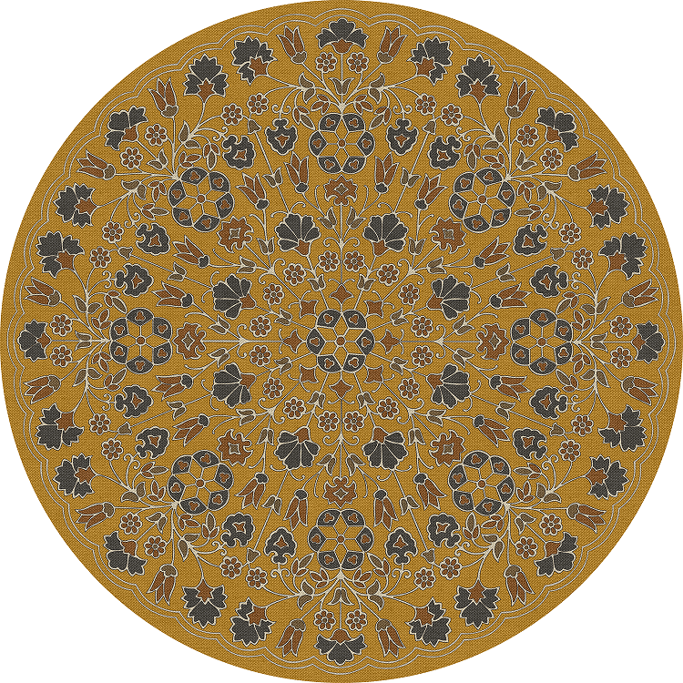 Spicher Biltmore Arabesque Bloom Forged Ochre - round vinyl floor cloth