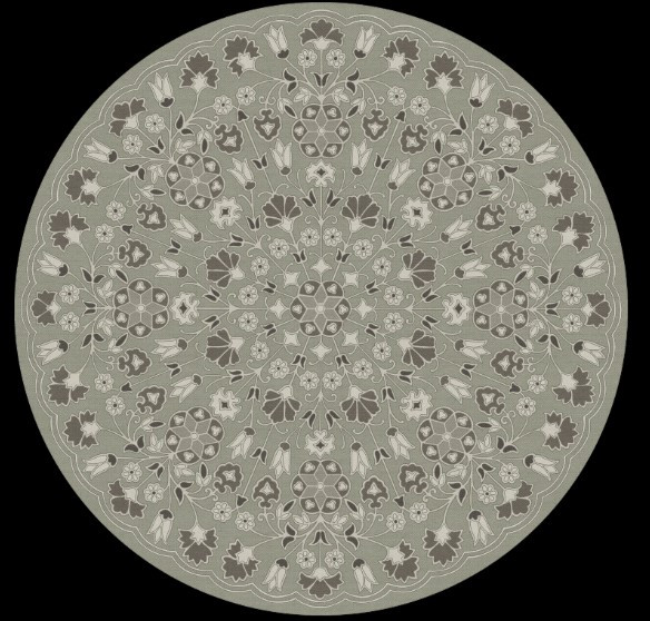 Spicher Biltmore Arabesque Bloom Misty Graphite - round vinyl floor cloth