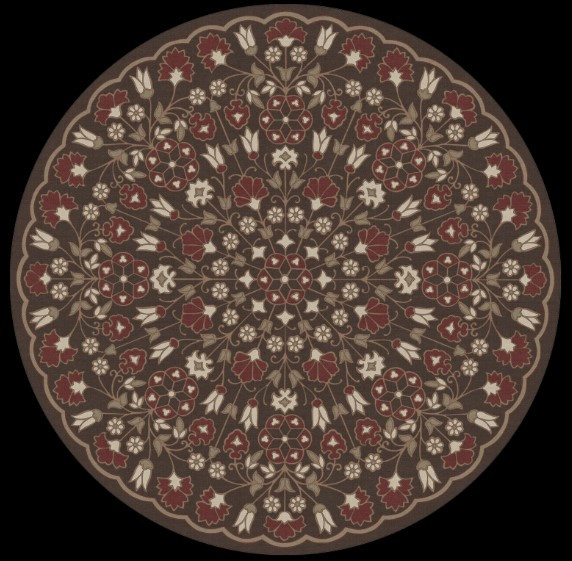 Spicher Biltmore Arabesque Bloom Crimson Walnut - round vinyl floor cloth