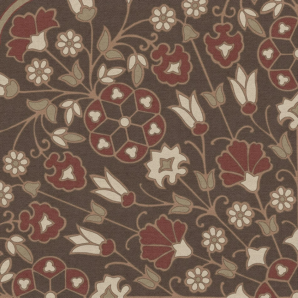 Biltmore Spicher Biltmore Arabesque Bloom Crimson Walnut - round vinyl floor cloth detail